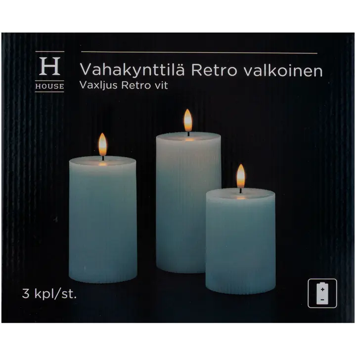 House led-vahakynttilä Retro 3 kpl valkoinen