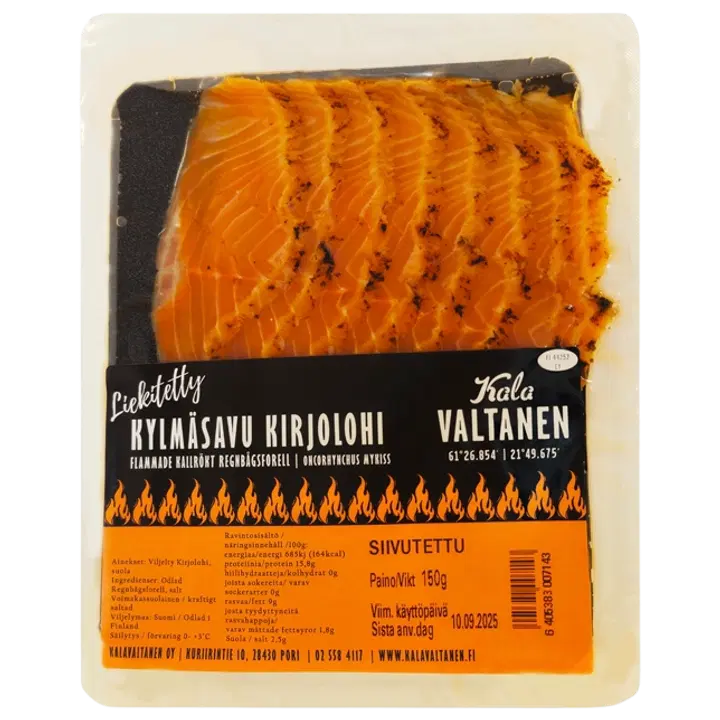 KalaValtanen liekitetty kylmäsavukirjolohisiivu n. 150g