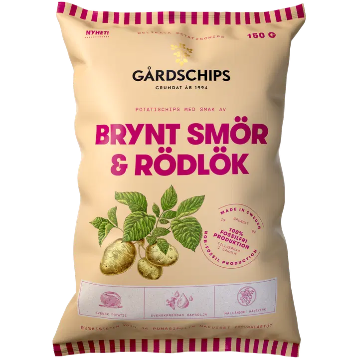 Gårdschips Ruskistettu voi & punasipuli 150g