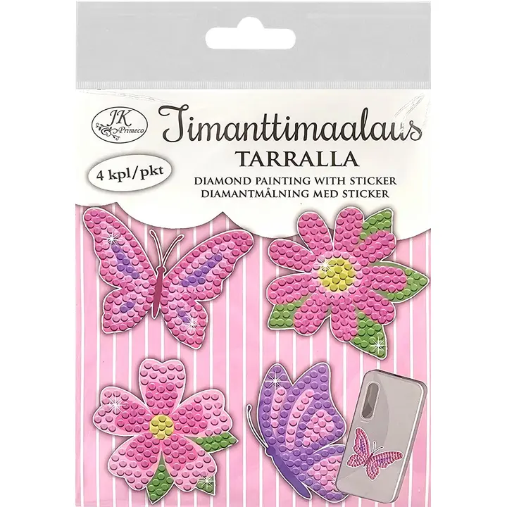 J.K. Primeco Timanttimaalaustarra Perhoset ja kukat 4kpl