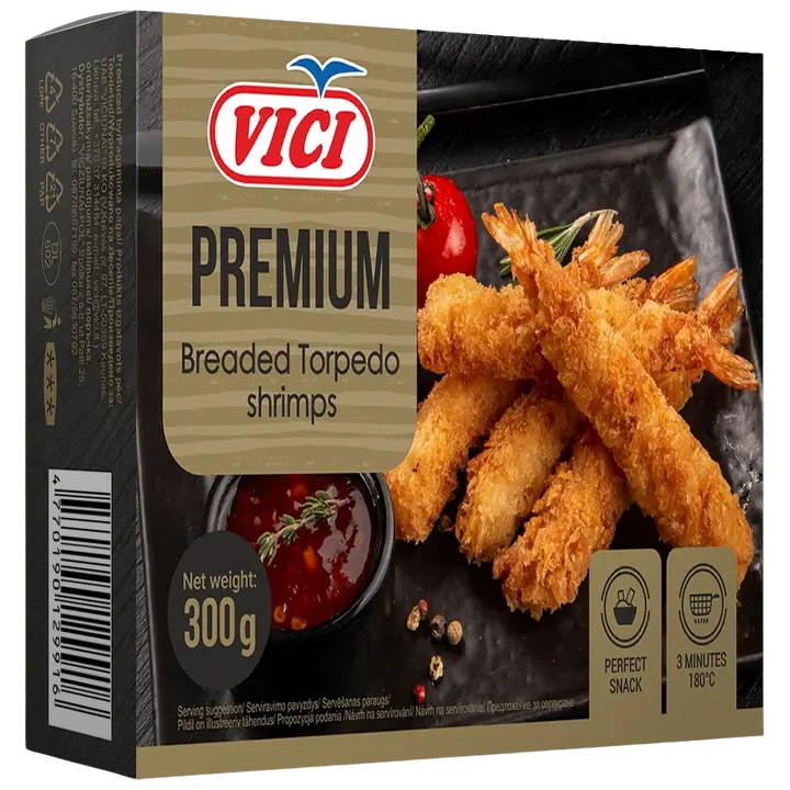 Vici Torpedo krevetid sabaga paneeritud külmutatud 300 g