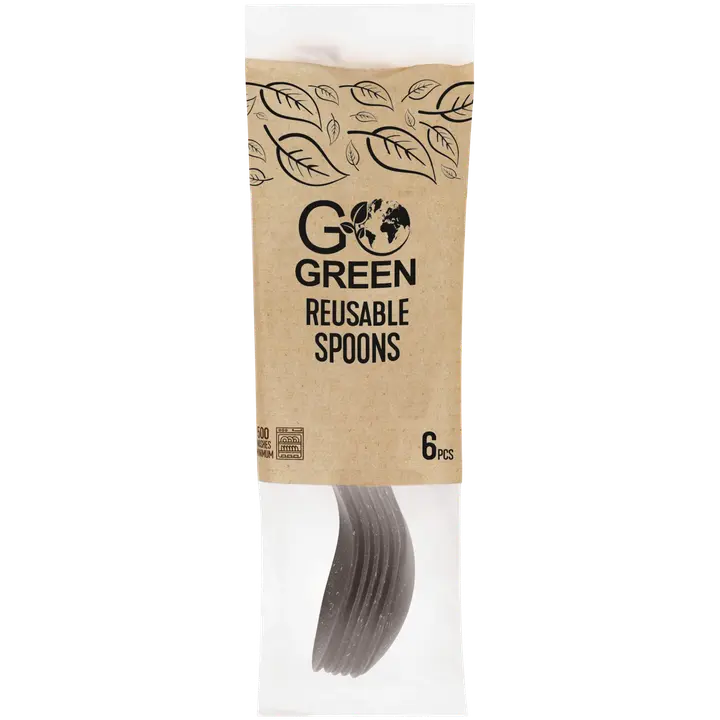 Go Green korduvkasutatavad lusikad must 6tk