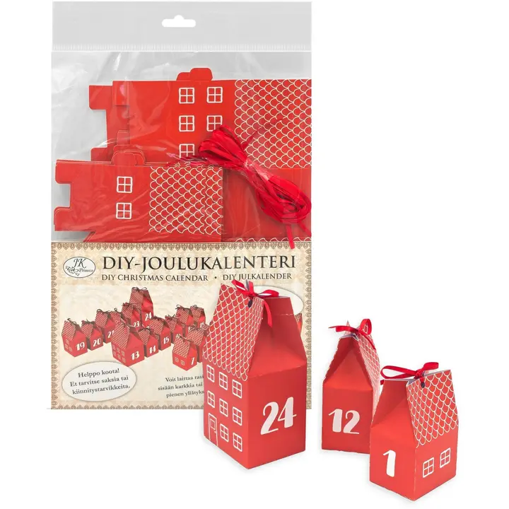 J.K. Primeco DIY-Joulukalenteri Talot punainen