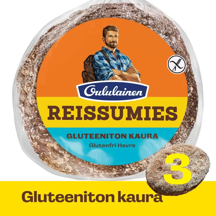 Oululainen Reissumies Gluteeniton Kaura 3kpl 210g, kauraleipä