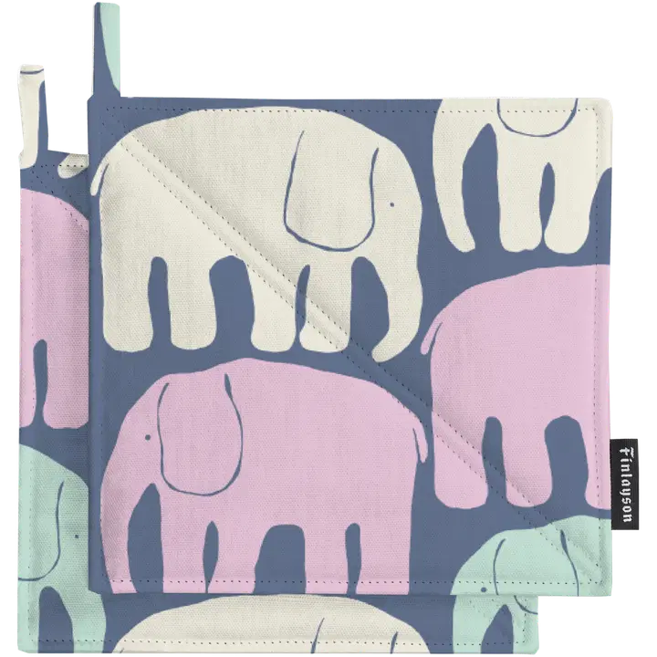 Finlayson patalappu Elefantti multi siniharm/pastelli 2kpl 22x22