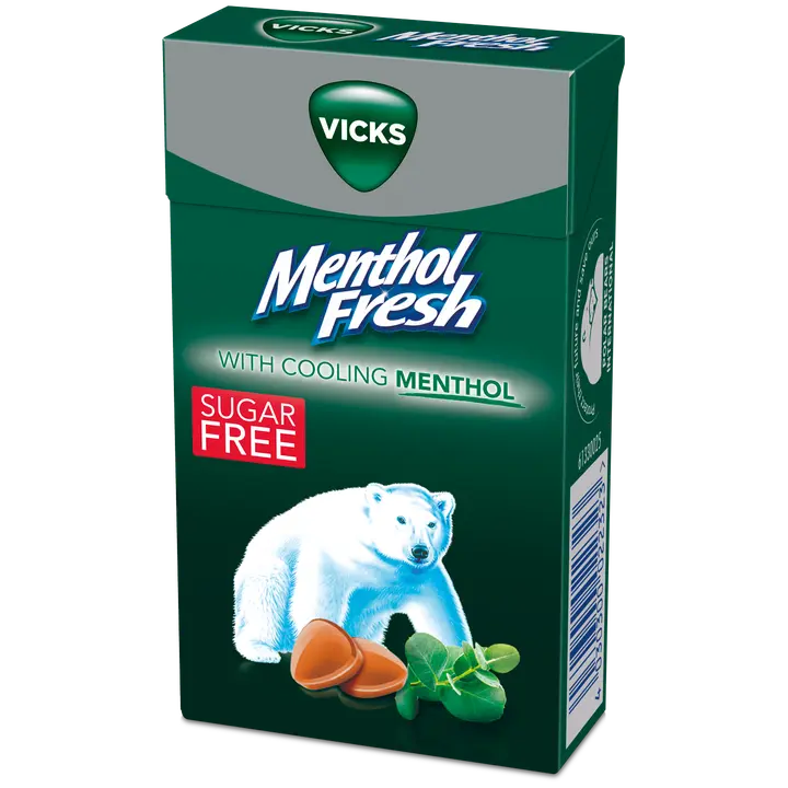 Vicks Menthol Fresh sokeriton kurkkupastilli mentholilla 40g