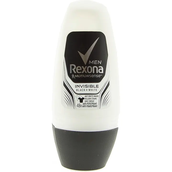 Rexona for Men Invisible On Black & White Clothes Antiperspirantti Deodorantti Roll-on Miehille 48 h suoja 50 ml