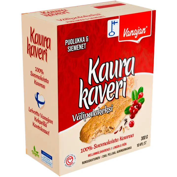 Vanajan Kaurakaveri Puolukka välipalakeksi 10 x 30g