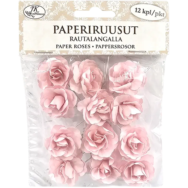 J.K. Primeco Paperiruusut iso vanha rosa 12kpl