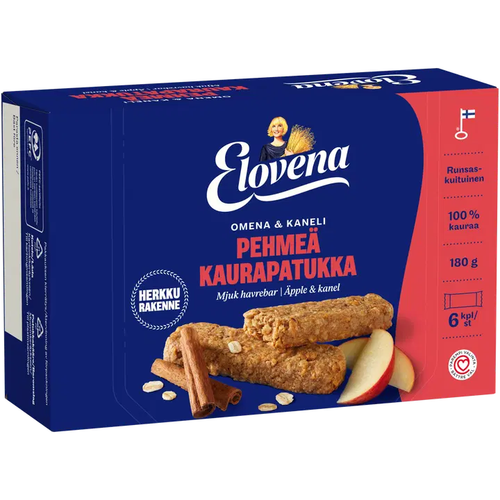Elovena 6x30g omena & kaneli pehmeä kaurapatukka