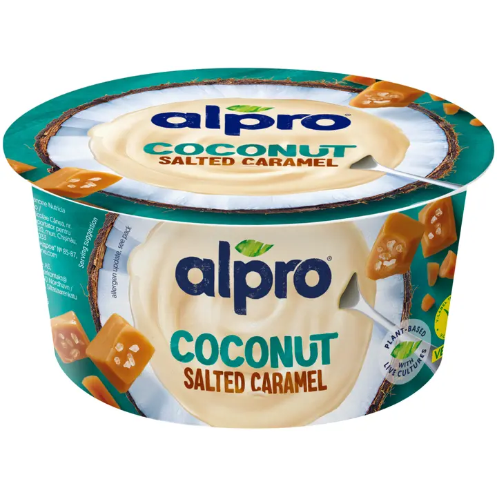 Alpro Hapatettu kookosvalmiste, suolainen kinuski 120g
