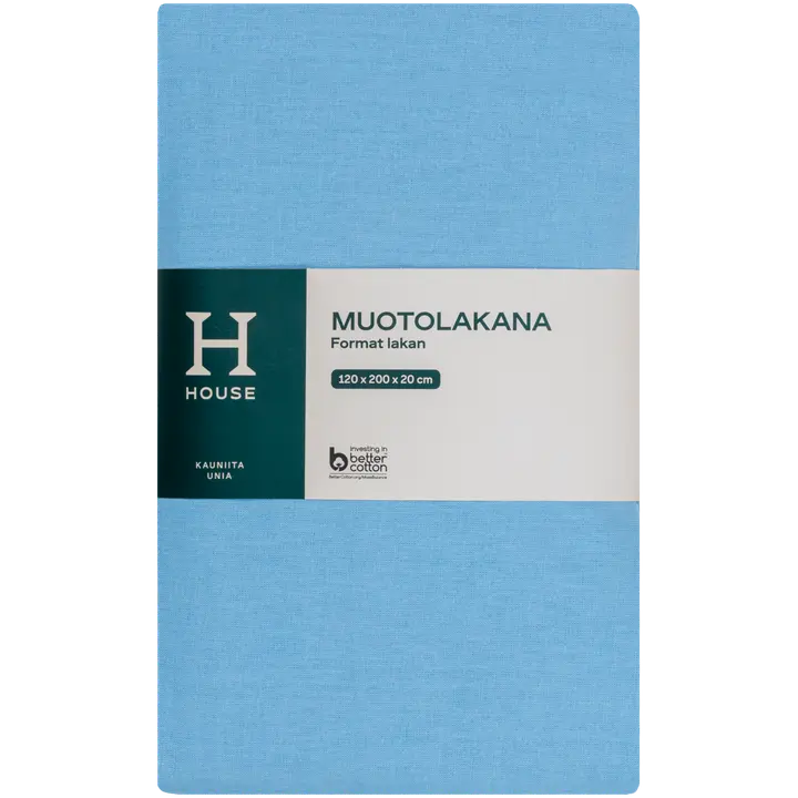 Voodilina kummiga 120X200X25 helesinine House 100% CO