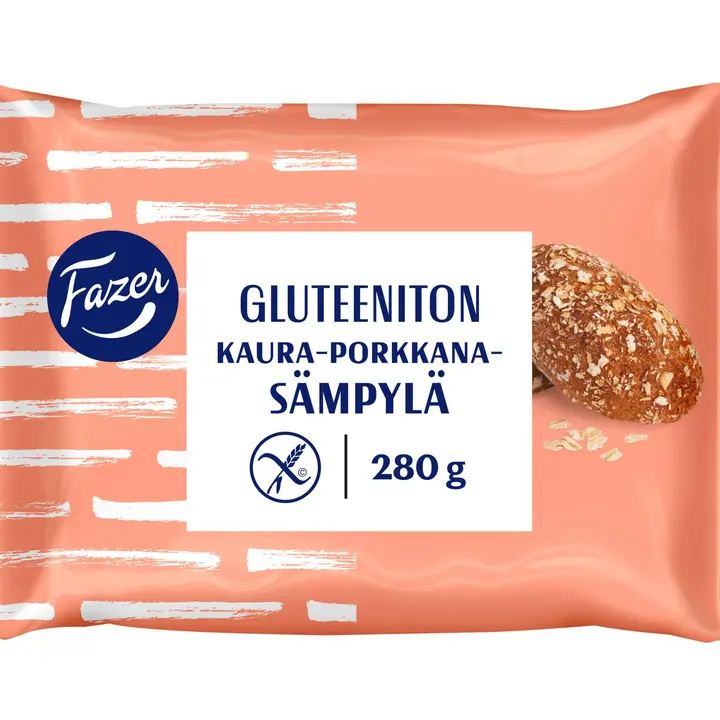 Fazer Gluteeniton Kaura-porkkanasämpylä 4kpl 280g, kypsäpakaste