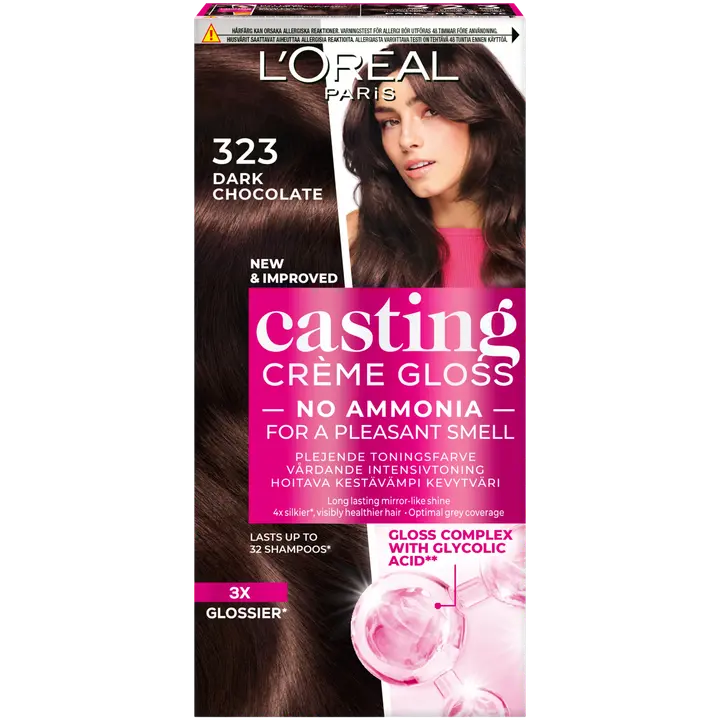 L'Oréal Paris Casting Crème Gloss 323 Dark Chocolate Tummanruskea Helmiäinen kevytväri 1kpl