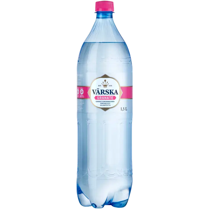 Värska Granate, granaattiomenan makuinen mineraalivesi, hiilihapollinen 1,5L PET