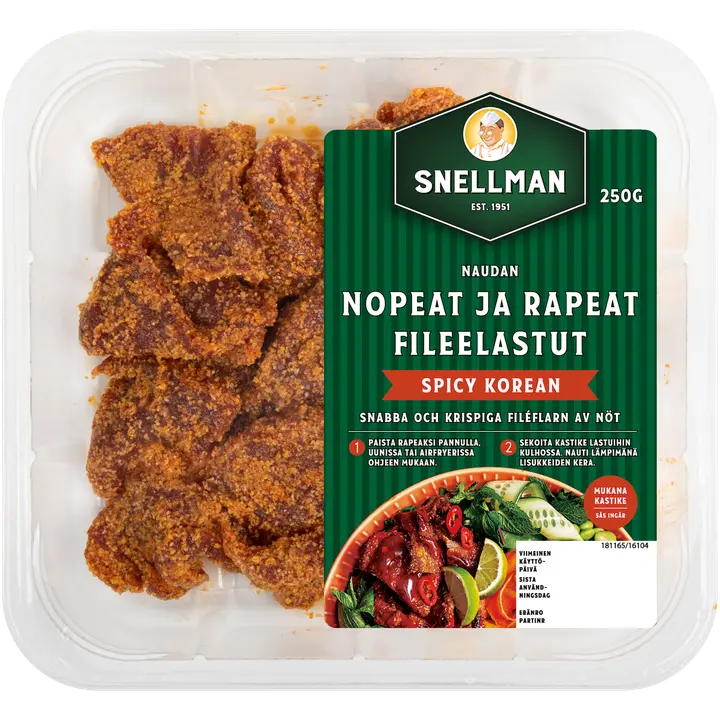 Snellman Naudan nopeat ja rapeat fileelastut spicy Korean 250 g