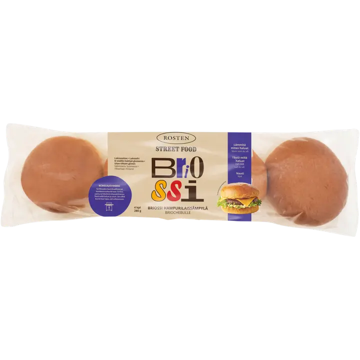 Rosten Street Food Briossi hampurilaissämpylä 4kpl/280 g