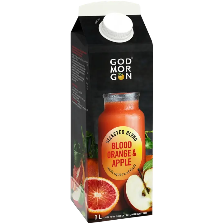 God Morgon Selected Blend Veriappelsiini-omena täysmehu appelsiinihedelmälihalla 1 L