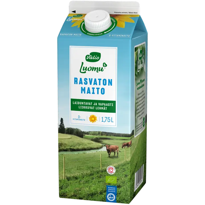 Valio Luomu™ D-vitaminoitu rasvaton maito 1,75 l