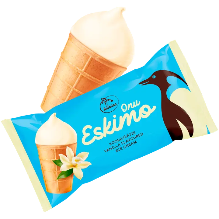 ONU ESKIMO Vanillimaitseline koorejäätis vahvlitopsis 125ml