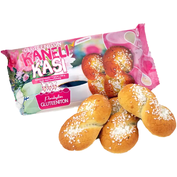 Porokylän KaneliKasi 3 kpl / 200 g kanelitäytepulla Gluteeniton