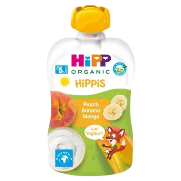 HiPP Hippis virsiku-banaanipüree, mango ja jogurtiga ÖKO al. 6k