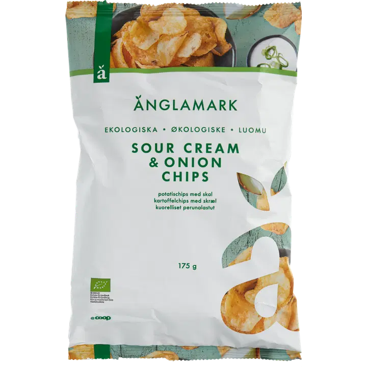 Änglamark perunalastu sour cream & sipuli luomu 175 g
