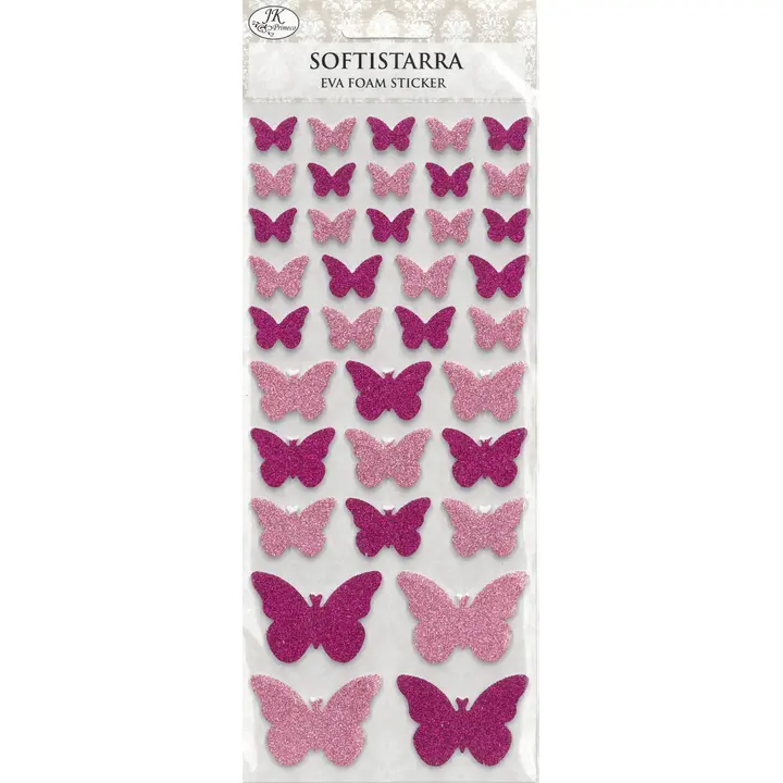 J.K. Primeco softistarra Perhonen pinkki glitter