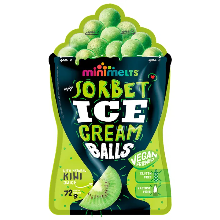 MiniMelts Big Kiivi Sorbetipallid 72 g
