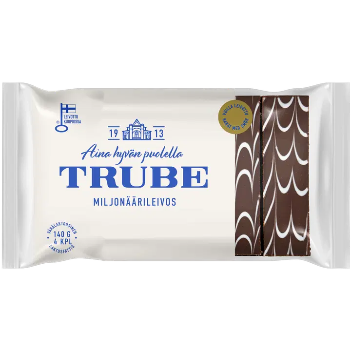 Trube Miljonäärileivos 4 kpl/140 g muroleivos karamellitäytteellä ja suklaanmakuisella tryffelikuorrutteella