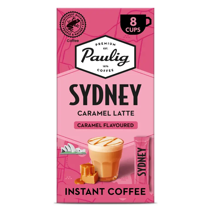 Paulig Sydney Caramel Latte kahvijuomajauhe 8x16,5g