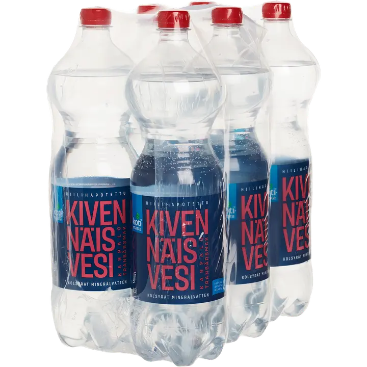 6 x Kotimaista Kivennäisvesi karpalo kevyesti hiilihapotettu 1,5l
