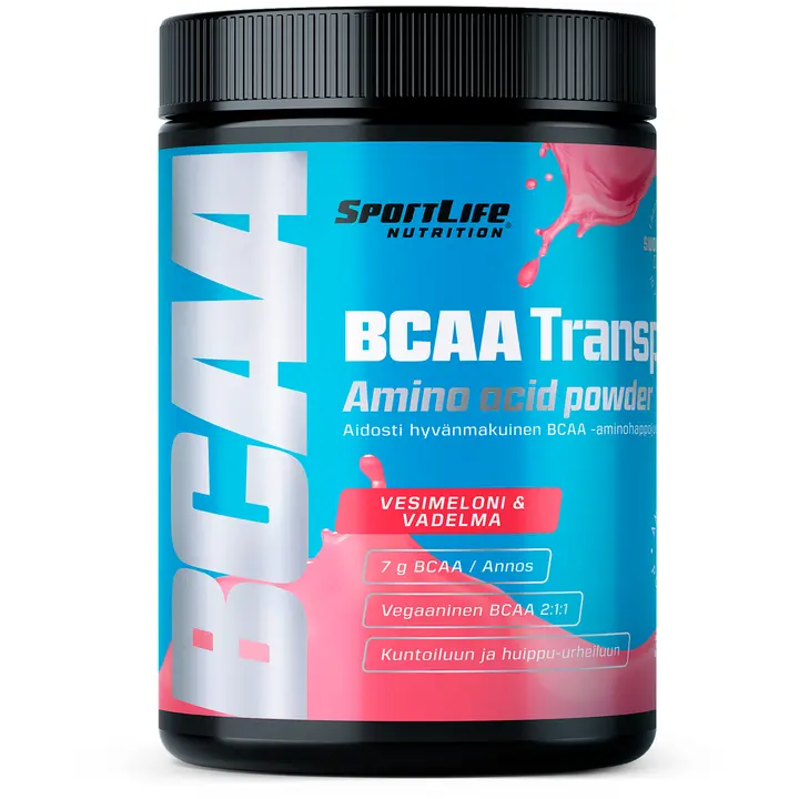SportLife Nutrition BCAA Transport 300g vesimeloni-vadelma Treenin aikana nautittava aminohappojuoma