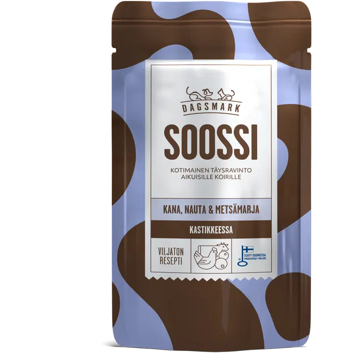 Dagsmark SOOSSI kana, nauta & metsämarja kastikkeessa täysravinto aikuisille koirille 120 g