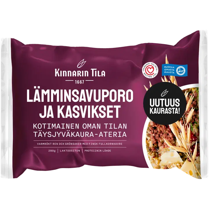Kinnarin Tila 280g Lämminsavuporo ja kasvikset täysjyväkaura-ateria