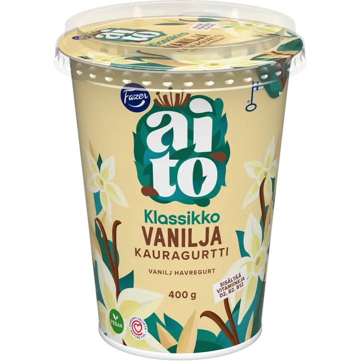 Fazer Aito Kauragurtti Vanilja 400 g, fermentoitu kauravälipala