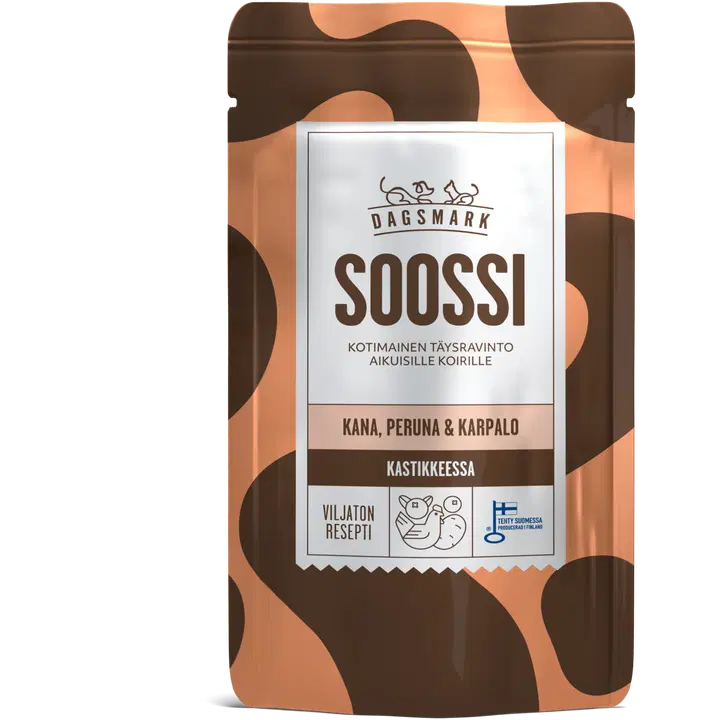 Dagsmark SOOSSI kana, peruna & karpalo kastikkeessa täysravinto aikuisille koirille 120 g
