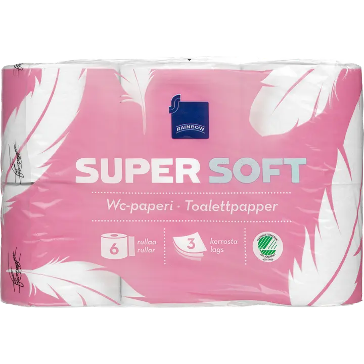 Rainbow super soft WC-paperi 6rl valkoinen