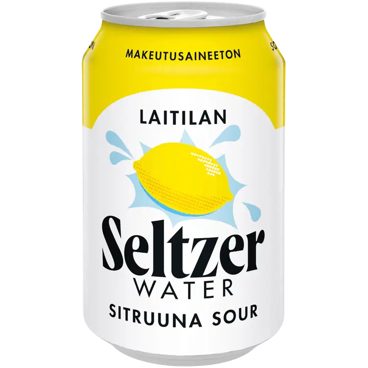 Laitilan Seltzer Water Sitruuna Sour 0,33L sitruunanmakuinen hiilihapotettu kivennäisvesi
