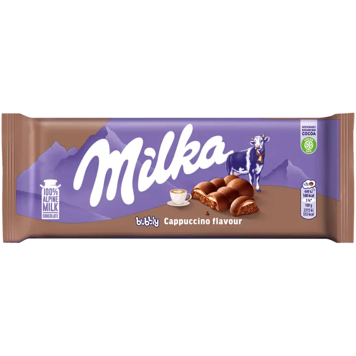 Milka piimašokolaad Bubbly cappuccino 97g