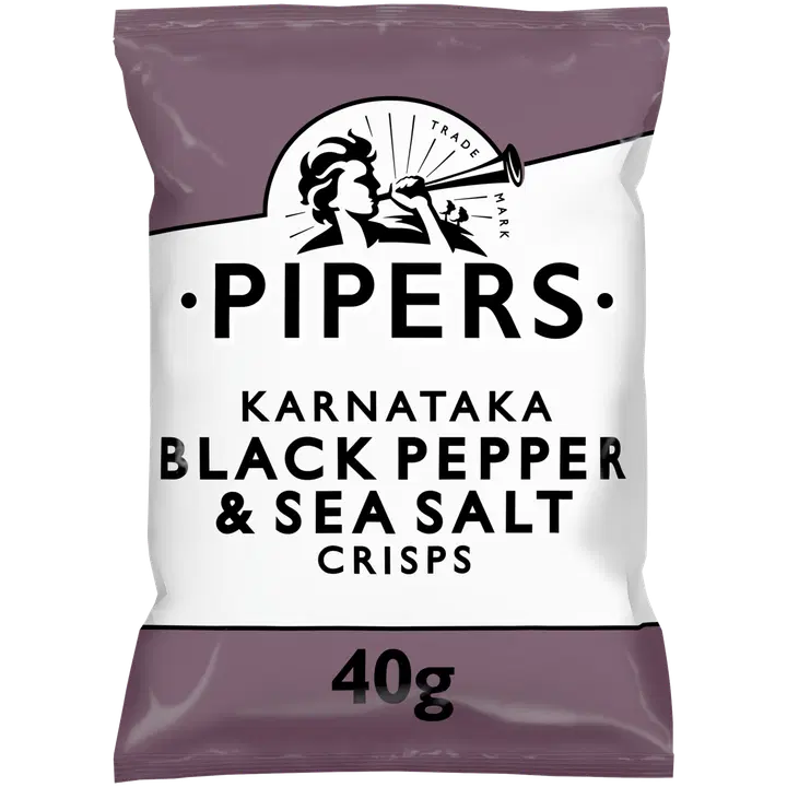 Pipers Crisps Karnataka mustapippuri & merisuola perunalastu 40g