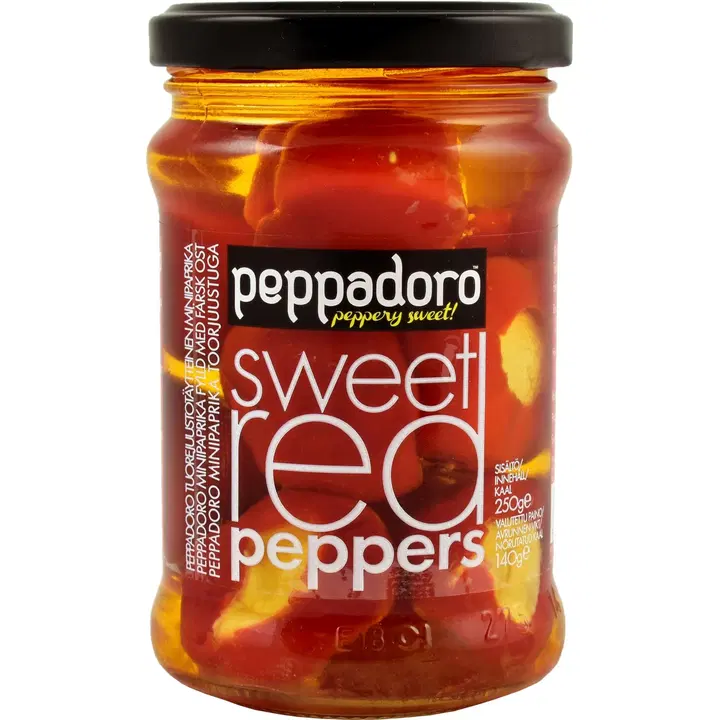 Peppadoro 250/140g tuorejuustotäytteinen makea pun paprika auringonkukkaöljyssä