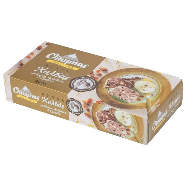 Olympos halvaa Royal kakaoga, mandlite ja rosinatega 250g