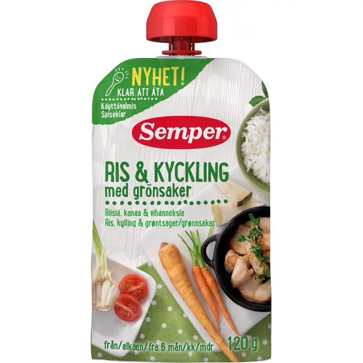Semper Riisiä, kanaa & vihanneksia lastenateria 6kk 120g