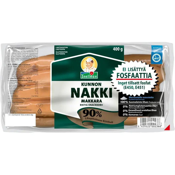 Snellman Kunnon nakkimakkara luonnonsuolessa 400g