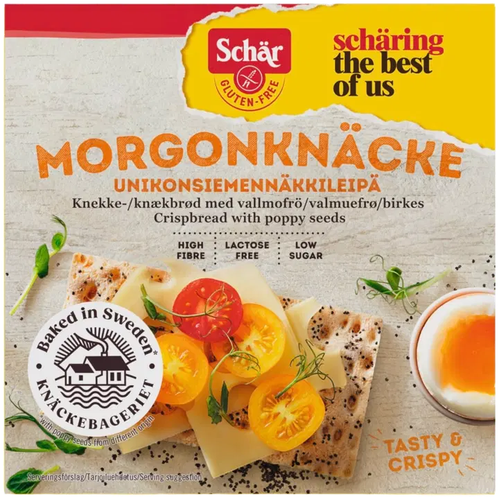 Schär Morgonknäcke unikonsiemennäkkileipä gluteeniton 205g