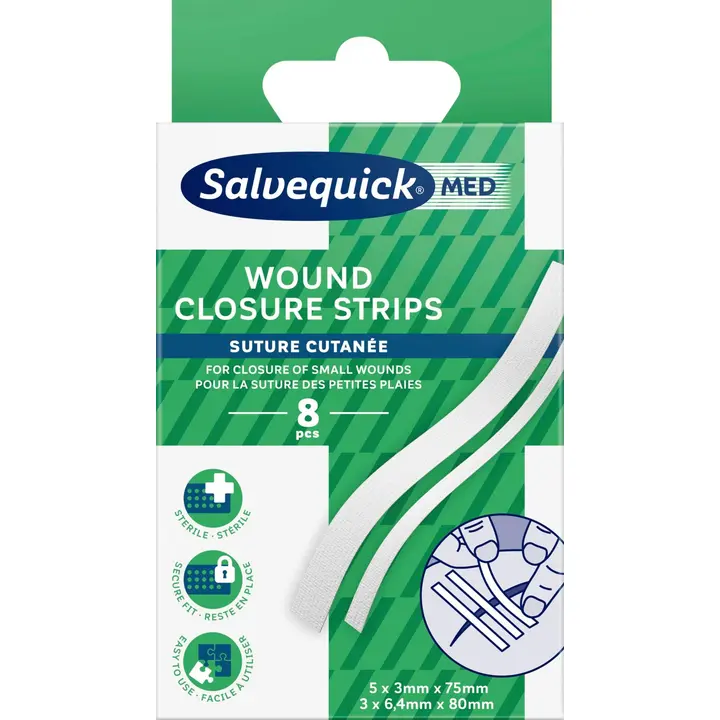 Salvequick MED Wound Closure Strips steriili haavansulkuteippi (2 eri kokoa) 8kpl