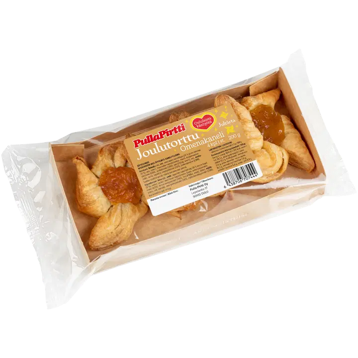 Pulla-Pirtti Joulutorttu Omenakaneli 4/200g laktoositon torttu omena-kanelitäytteellä