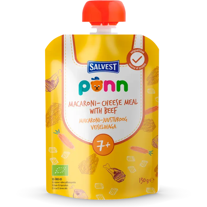 PÕNN Ökoloogiline Makaroni-juusturoog veiselihaga 7+ 130g