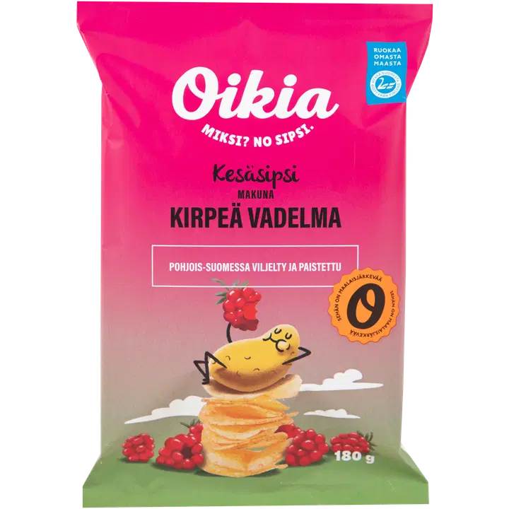 Oikia Kirpeä Vadelma kesäsipsi 180g